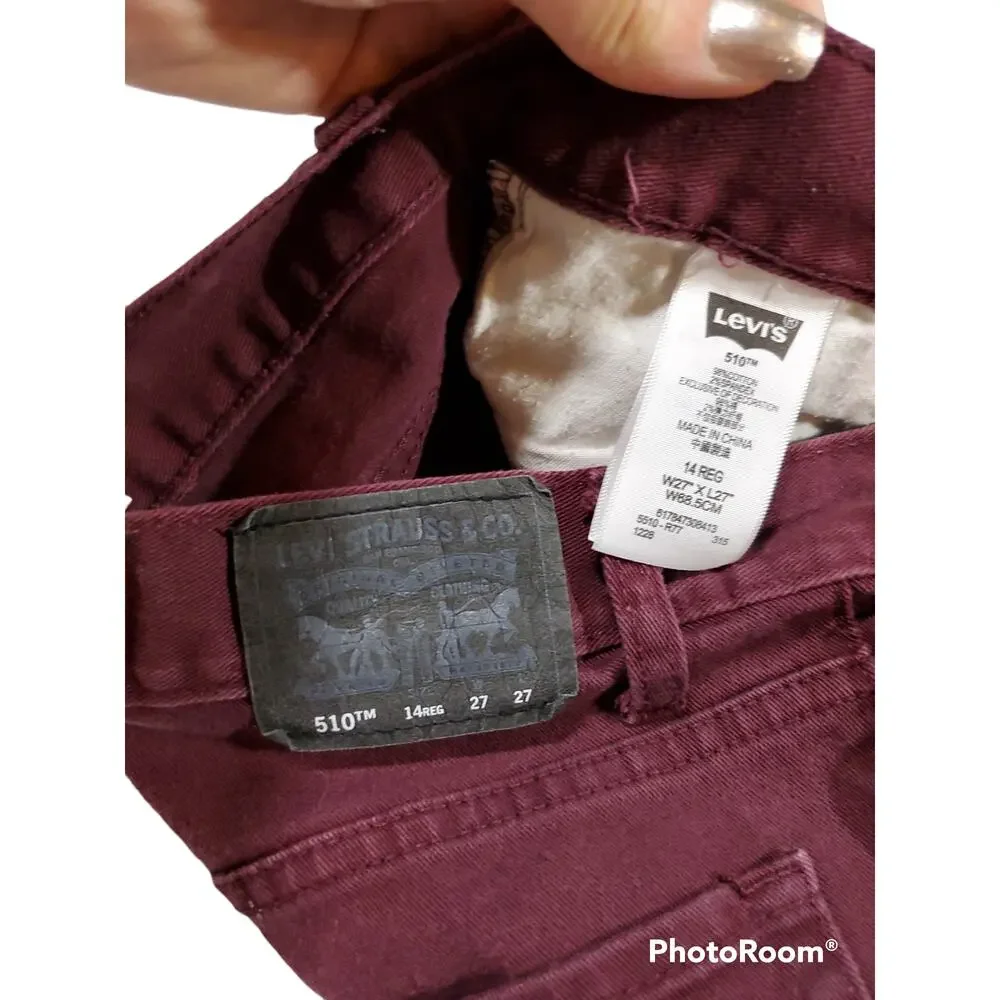 Levi's | Maroon 510 Skinny Jeans | Size 14 Reg - Picture 3 of 4